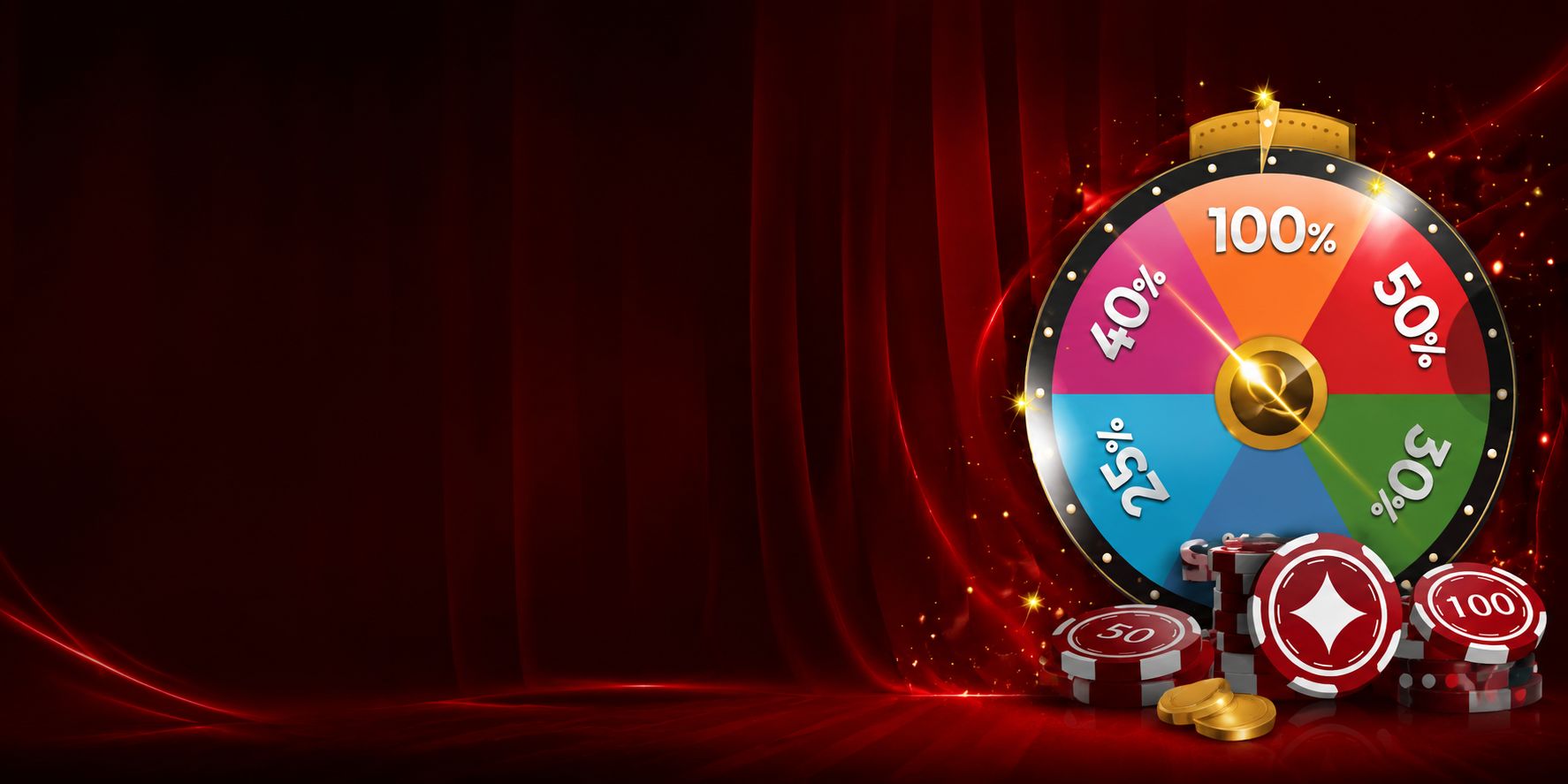 Unique Casino Bonusrad mit Chips und Coins